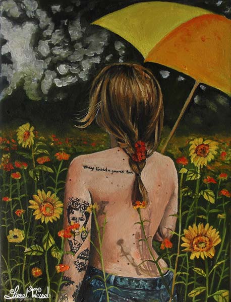 Yellow Umbrella - Oil Painting Portrait Commission